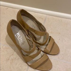 Patent camel colored Kors heels.  Sz 8